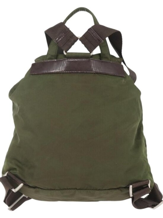 PRADA Backpack Nylon Khaki Silver Auth 157586 main image 13